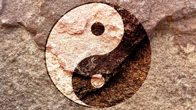 yin yang symbol on stone