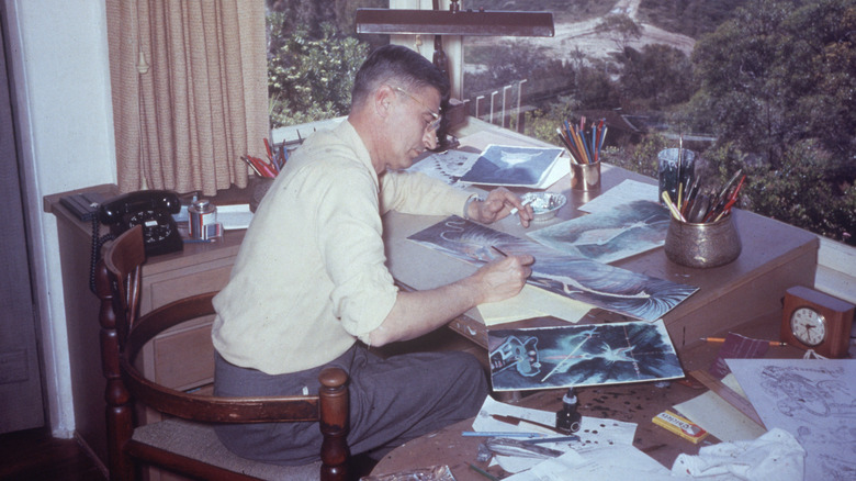 Dr. Seuss working in 1957