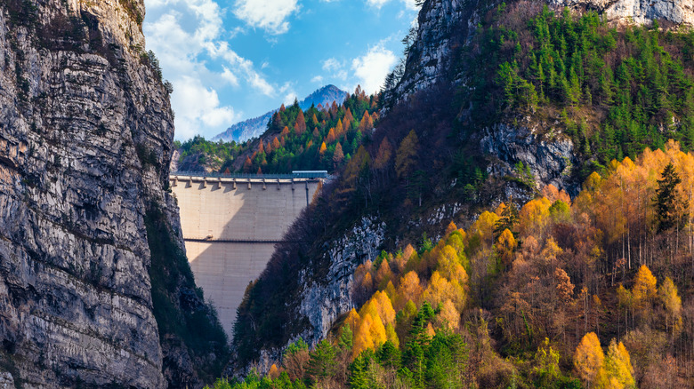 Vajont Dam mountains trees