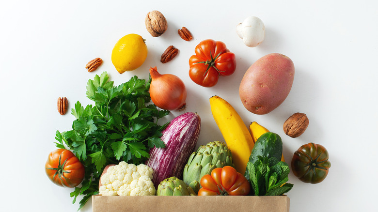 bag of fruits and vegetables