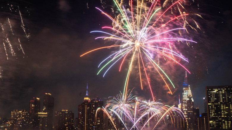 Colorful fireworks over New York