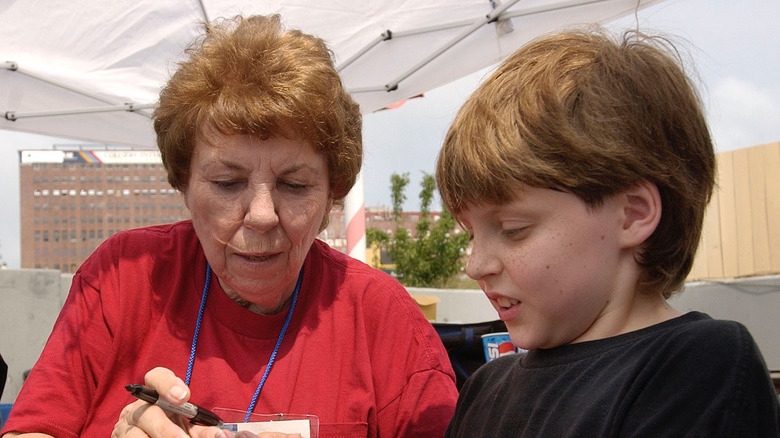 Louise Harrison with kid