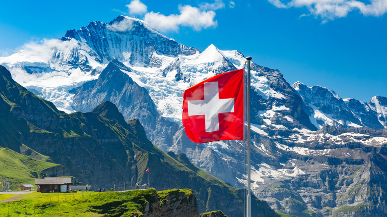 Swiss flag with Mountain