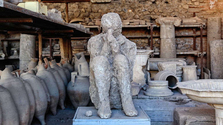 Plaster cast of Pompeii victim