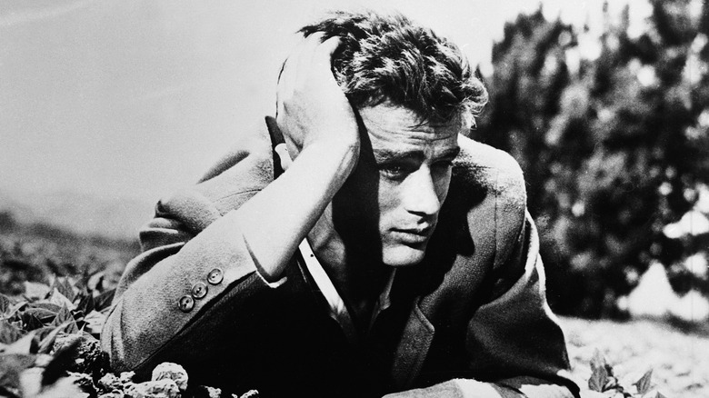 James Dean leaning on hand