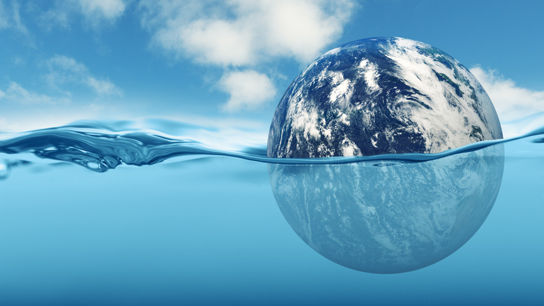 Artistic representation of earth with rising sea level