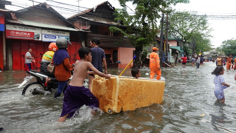 A flooded street in Jakarta, Indonesia