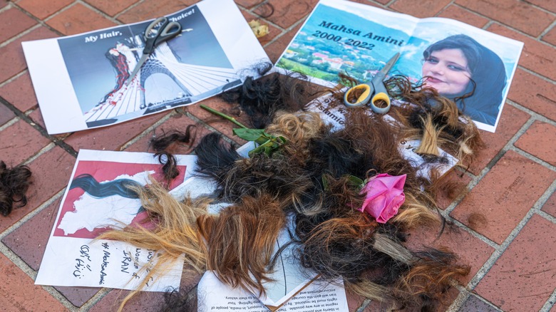 Mahsa Amini locks of hair memorial