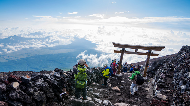 Climbers on Mount Fuji