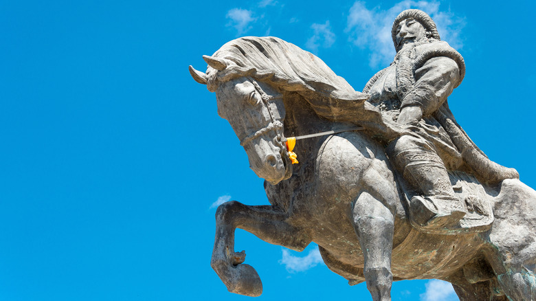 Statues of Kublai Khan on horse