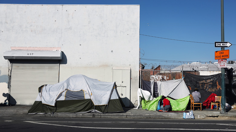 Skid Row tents abandoned building