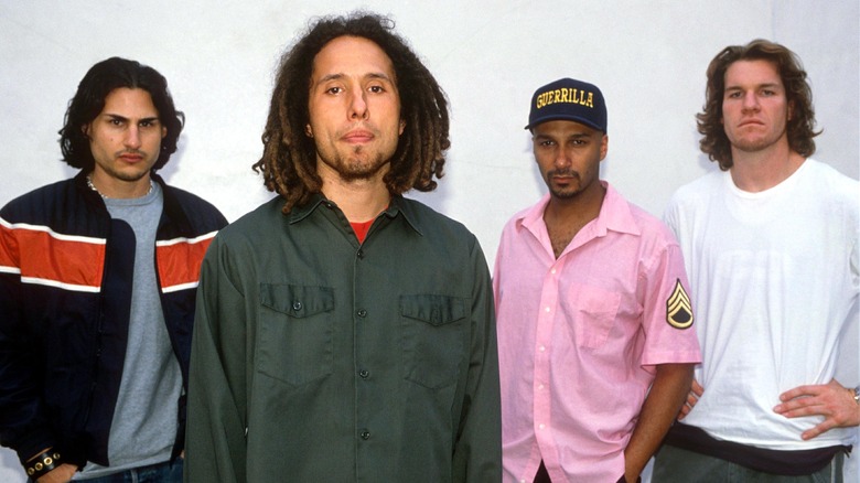 Rage Against the Machine posing