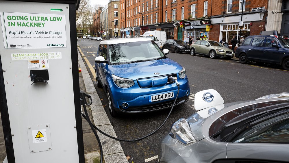 electric cars charging street