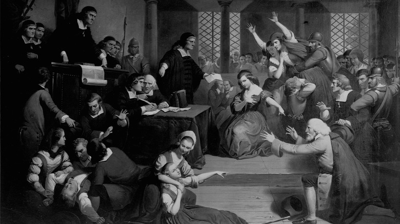 painting courtroom scene salem witch trials