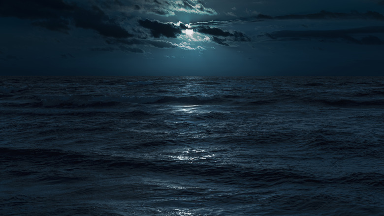 Dark ocean at night