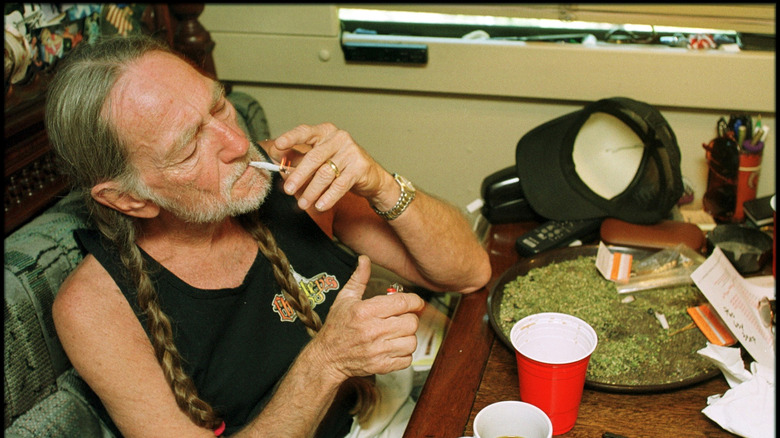 Willie Nelson smoking weed