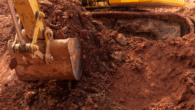 an excavator digging