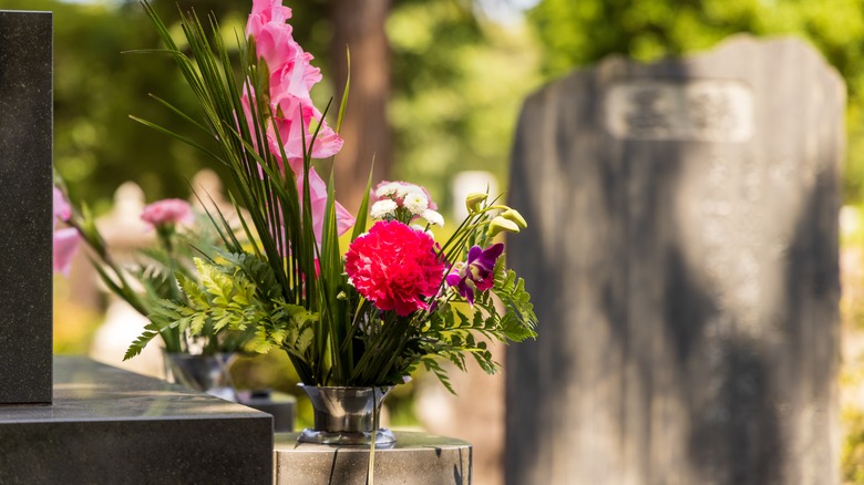 flowers on a grave