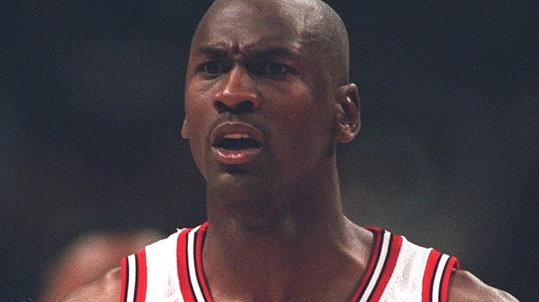 Michael Jordan reacts to call