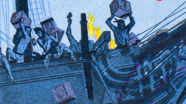 Postage stamps depicting The Boston Tea Party