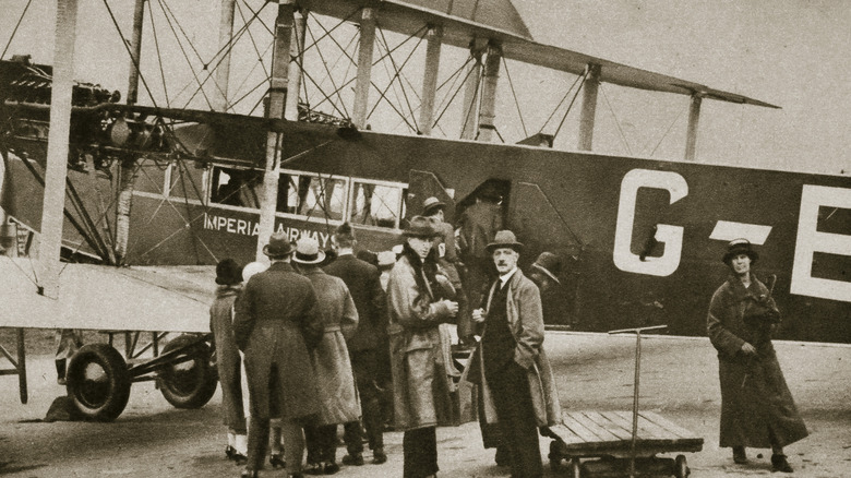 1924 passenger airplane and people
