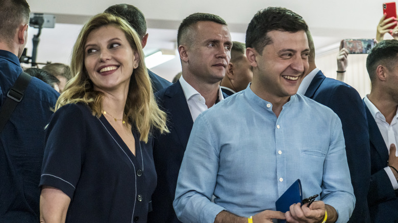 Volodymyr and Olena Zelenskyy smiling