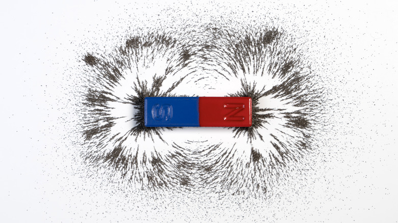 Magnet with visible magnetic fields