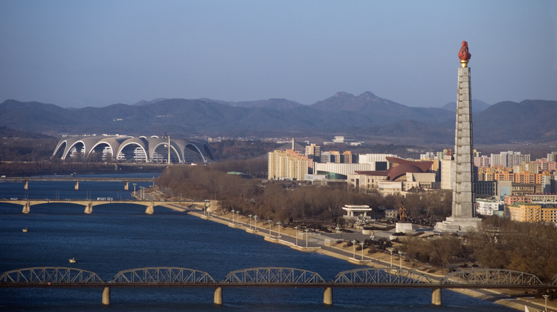 The Juche Tower in Pyongyang 