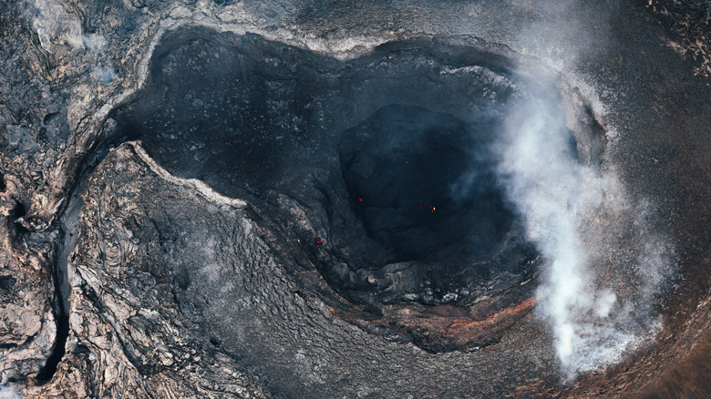 Fagradalsfjall volcanic crater from above