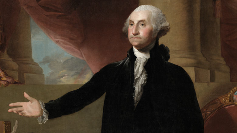 George Washington stretches out hand