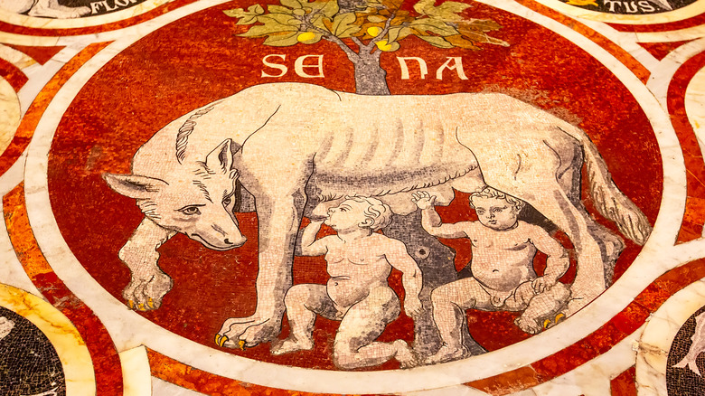 Artist rendering, Romulus and Remus