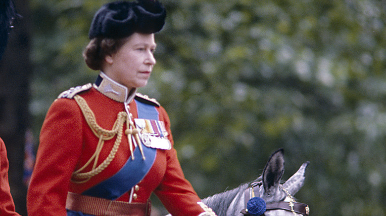 Queen Elizabeth on horseback in 1981