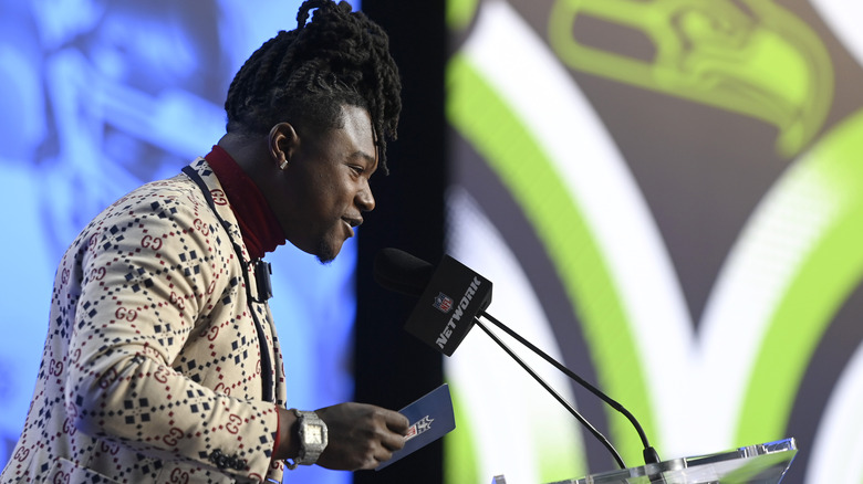 Shaquem Griffin speaking microphone