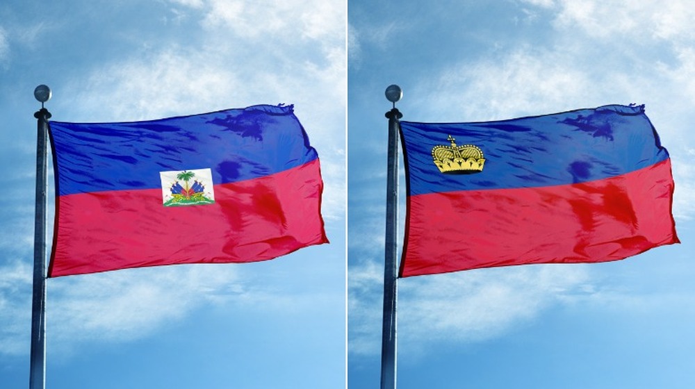 The current flags of Haiti and Liechtenstein