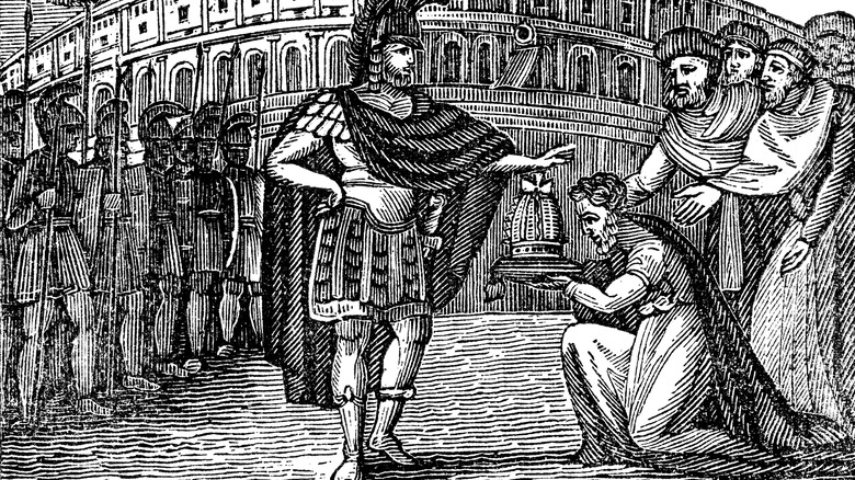 Belisarius refuses Justinian's crown