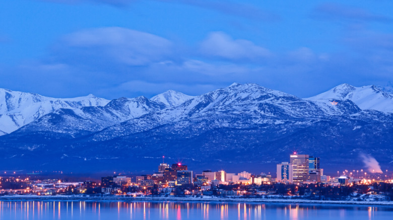 Anchorage, Alaska with mountains 