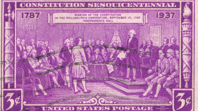 Stamp commemorating signing of Constitution