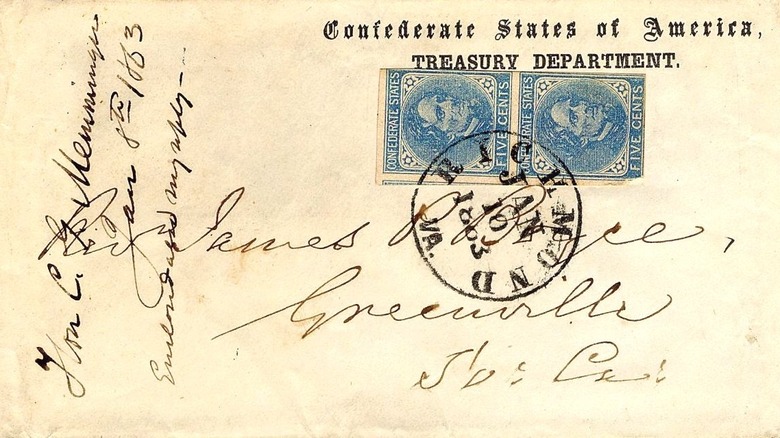 Stamped confederate envelope