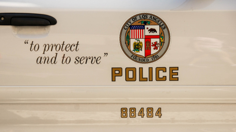 los angeles police department logo on car door