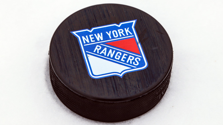 New York Rangers puck on ice