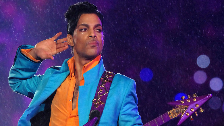 Prince performing at the Super Bowl