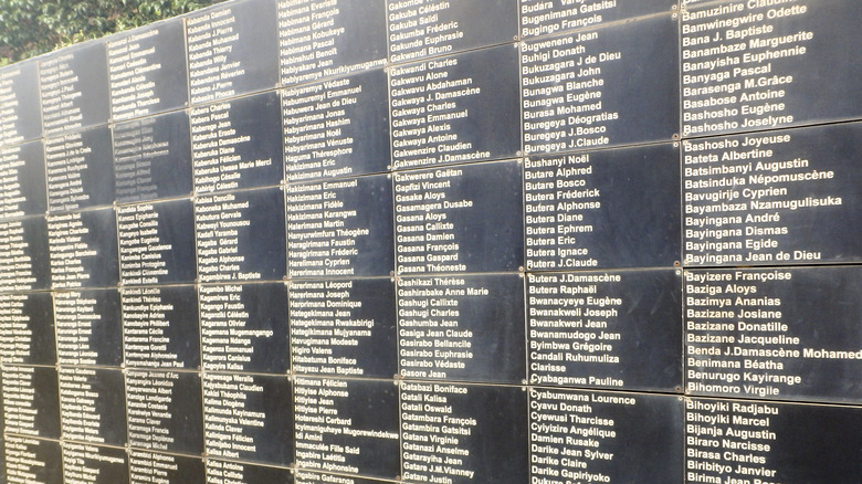 Rwandan genocide memorial wall