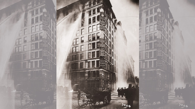 Photo of firemen battling Triangle Shirtwaist Company fire