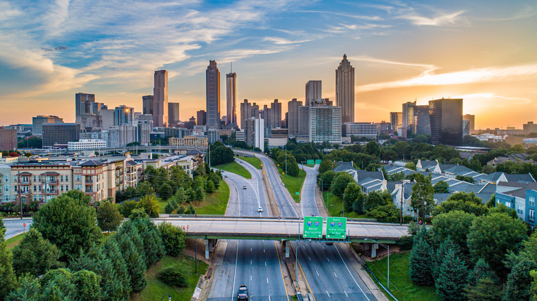 Atlanta, Georgia aerial view of busy city skyline