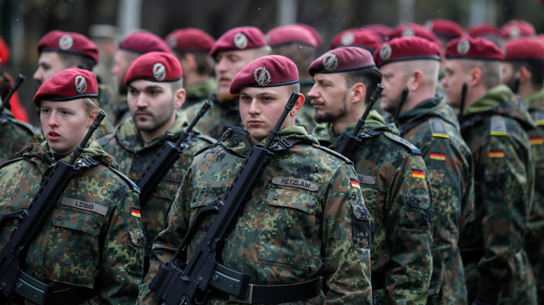 modern German soldiers on parade