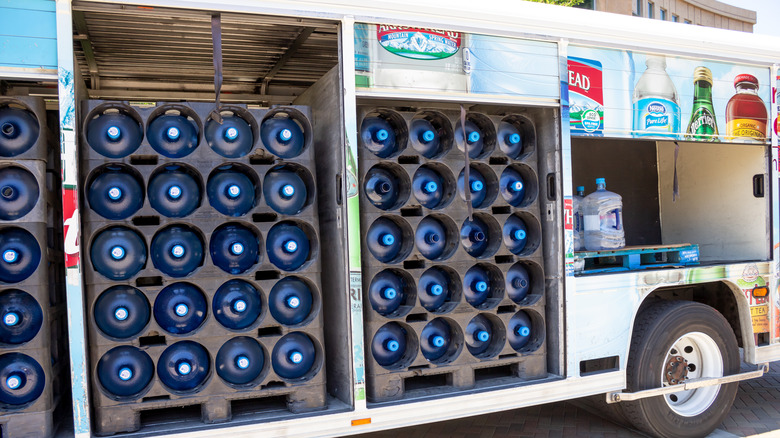 Truck transporting water