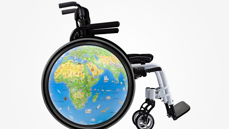 wheelchair globe on wheel