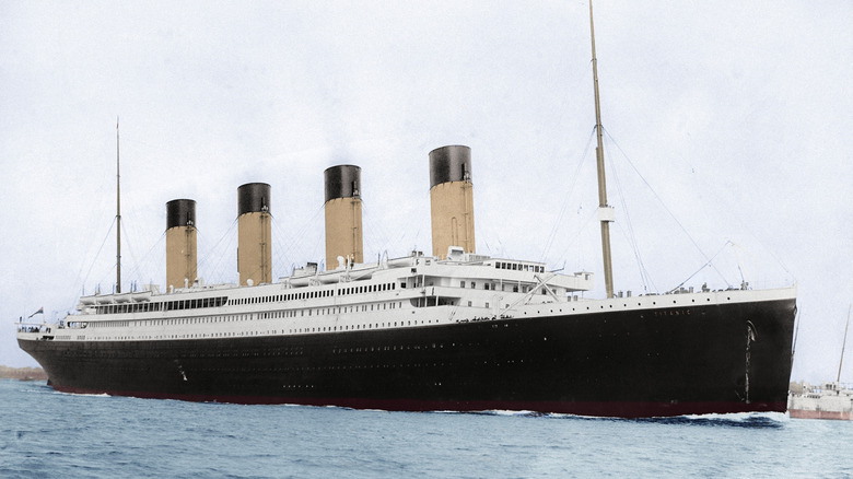 RMS Titanic departing Southampton on April 10, 1912.