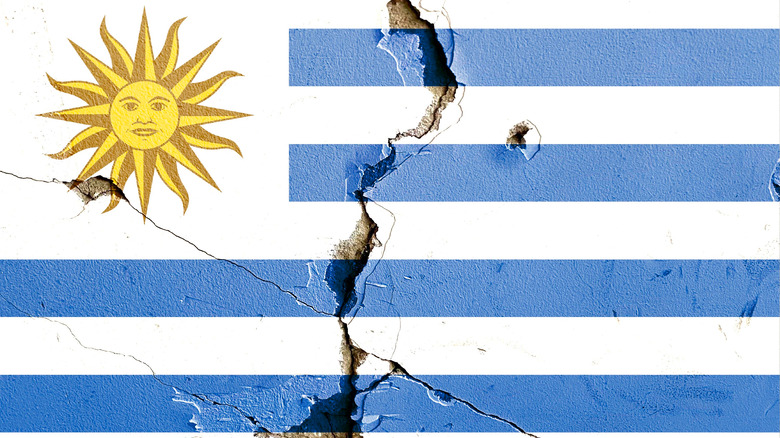 A broken Uruguayan flag