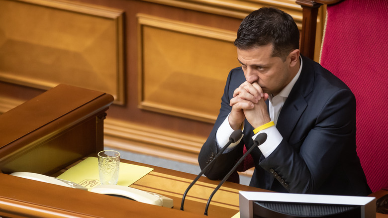 Volodymyr Zelenskyy in a meeting